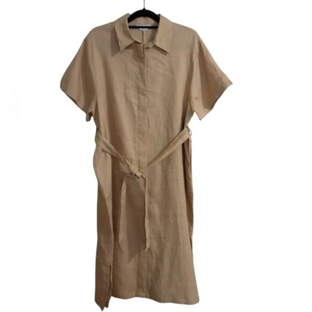 Vintage Tan Maxi Shirt Dress